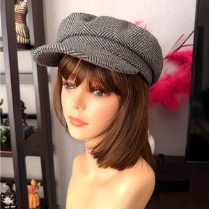 Aimee Lynn Gray Herringbone Newsboy Cap
